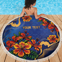 Custom Women’s Cricket Barbados Floral Series Beach Blanket Royal Blue Pride of Barbados