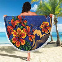 Custom Women’s Cricket Barbados Floral Series Beach Blanket Royal Blue Pride of Barbados