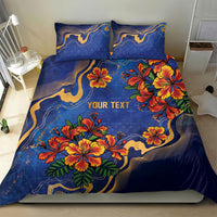 Custom Women’s Cricket Barbados Floral Series Bedding Set Royal Blue Pride of Barbados