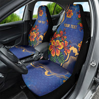 Custom Women’s Cricket Barbados Floral Series Car Seat Cover Royal Blue Pride of Barbados