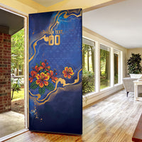 Custom Women’s Cricket Barbados Floral Series Door Cover Royal Blue Pride of Barbados