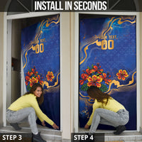 Custom Women’s Cricket Barbados Floral Series Door Cover Royal Blue Pride of Barbados