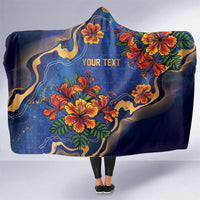 Custom Women’s Cricket Barbados Floral Series Hooded Blanket Royal Blue Pride of Barbados