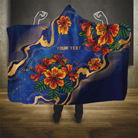Custom Women’s Cricket Barbados Floral Series Hooded Blanket Royal Blue Pride of Barbados