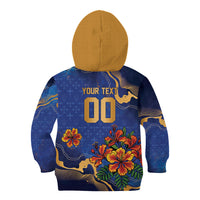 Custom Women’s Cricket Barbados Floral Series Kid Hoodie Royal Blue Pride of Barbados