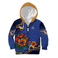Custom Women’s Cricket Barbados Floral Series Kid Hoodie Royal Blue Pride of Barbados
