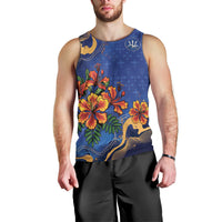 Custom Women’s Cricket Barbados Floral Series Men Tank Top Royal Blue Pride of Barbados