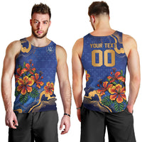 Custom Women’s Cricket Barbados Floral Series Men Tank Top Royal Blue Pride of Barbados