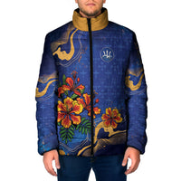 Custom Women’s Cricket Barbados Floral Series Padded Jacket Royal Blue Pride of Barbados