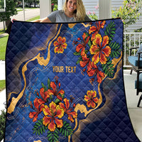 Custom Women’s Cricket Barbados Floral Series Quilt Royal Blue Pride of Barbados