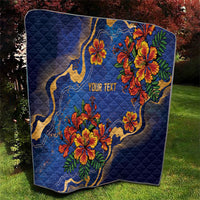 Custom Women’s Cricket Barbados Floral Series Quilt Royal Blue Pride of Barbados