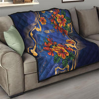 Custom Women’s Cricket Barbados Floral Series Quilt Royal Blue Pride of Barbados