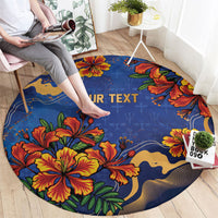 Custom Women’s Cricket Barbados Floral Series Round Carpet Royal Blue Pride of Barbados