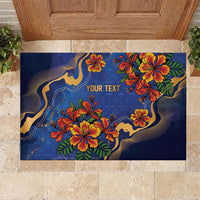 Custom Women’s Cricket Barbados Floral Series Rubber Doormat Royal Blue Pride of Barbados