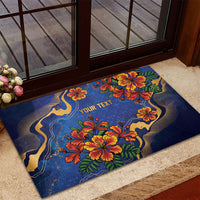 Custom Women’s Cricket Barbados Floral Series Rubber Doormat Royal Blue Pride of Barbados