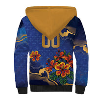 Custom Women’s Cricket Barbados Floral Series Sherpa Hoodie Royal Blue Pride of Barbados