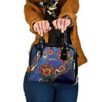 Custom Women’s Cricket Barbados Floral Series Shoulder Handbag Royal Blue Pride of Barbados