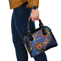 Custom Women’s Cricket Barbados Floral Series Shoulder Handbag Royal Blue Pride of Barbados