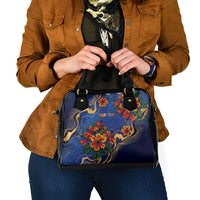 Custom Women’s Cricket Barbados Floral Series Shoulder Handbag Royal Blue Pride of Barbados