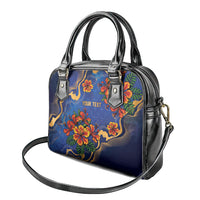 Custom Women’s Cricket Barbados Floral Series Shoulder Handbag Royal Blue Pride of Barbados
