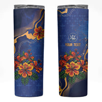 Custom Women’s Cricket Barbados Floral Series Skinny Tumbler Royal Blue Pride of Barbados