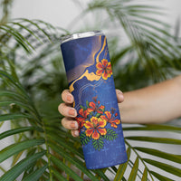Custom Women’s Cricket Barbados Floral Series Skinny Tumbler Royal Blue Pride of Barbados