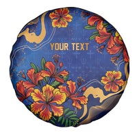 Custom Women’s Cricket Barbados Floral Series Spare Tire Cover Royal Blue Pride of Barbados