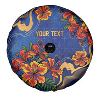 Custom Women’s Cricket Barbados Floral Series Spare Tire Cover Royal Blue Pride of Barbados