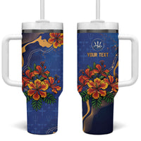 Custom Women’s Cricket Barbados Floral Series Tumbler With Handle Royal Blue Pride of Barbados