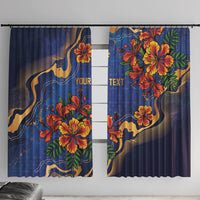 Custom Women’s Cricket Barbados Floral Series Window Curtain Royal Blue Pride of Barbados