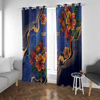 Custom Women’s Cricket Barbados Floral Series Window Curtain Royal Blue Pride of Barbados