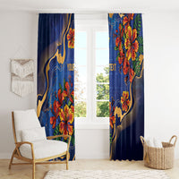Custom Women’s Cricket Barbados Floral Series Window Curtain Royal Blue Pride of Barbados