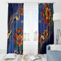 Custom Women’s Cricket Barbados Floral Series Window Curtain Royal Blue Pride of Barbados