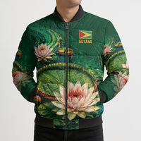 Custom Women’s Cricket Guyana Floral Series Bomber Puffer Jacket Victoria Amazonica Giant Water Lily