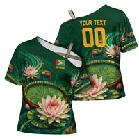 Custom Women’s Cricket Guyana Floral Series Cross Shoulder Shirt Victoria Amazonica Giant Water Lily