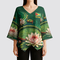 Custom Women’s Cricket Guyana Floral Series Kimono Sleeve Blouse Victoria Amazonica Giant Water Lily