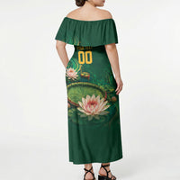 Custom Women’s Cricket Guyana Floral Series Off Shoulder Maxi Dress Victoria Amazonica Giant Water Lily