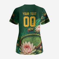 Custom Women’s Cricket Guyana Floral Series Scrub Top Victoria Amazonica Giant Water Lily