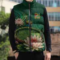 Custom Women’s Cricket Guyana Floral Series Sleeveless Puffer Jacket Victoria Amazonica Giant Water Lily