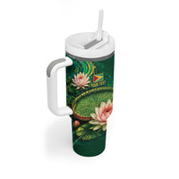 Custom Women’s Cricket Guyana Floral Series Tumbler With Handle Victoria Amazonica Giant Water Lily