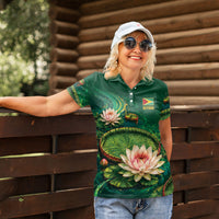Custom Women’s Cricket Guyana Floral Series Women Polo Shirt Victoria Amazonica Giant Water Lily