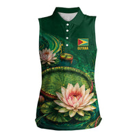 Custom Women’s Cricket Guyana Floral Series Women Sleeveless Polo Shirt Victoria Amazonica Giant Water Lily