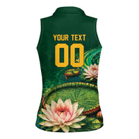 Custom Women’s Cricket Guyana Floral Series Women Sleeveless Polo Shirt Victoria Amazonica Giant Water Lily