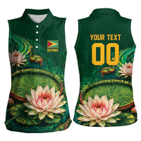Custom Women’s Cricket Guyana Floral Series Women Sleeveless Polo Shirt Victoria Amazonica Giant Water Lily
