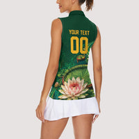Custom Women’s Cricket Guyana Floral Series Women Sleeveless Polo Shirt Victoria Amazonica Giant Water Lily