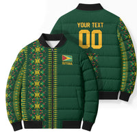 Custom Women’s Cricket Guyana Floral Series Bomber Puffer Jacket Rainforest Floral Geometry Motif