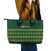 Custom Women’s Cricket Guyana Floral Series Leather Tote Bag Rainforest Floral Geometry Motif