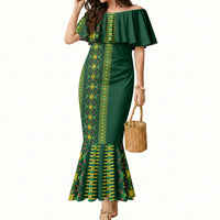 Custom Women’s Cricket Guyana Floral Series Mermaid Dress Rainforest Floral Geometry Motif