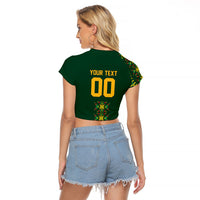 Custom Women’s Cricket Guyana Floral Series Raglan Cropped T Shirt Rainforest Floral Geometry Motif
