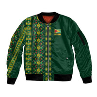 Custom Women’s Cricket Guyana Floral Series Sleeve Zip Bomber Jacket Rainforest Floral Geometry Motif
